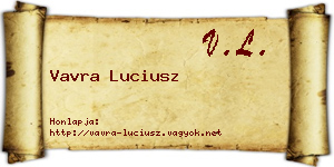 Vavra Luciusz névjegykártya